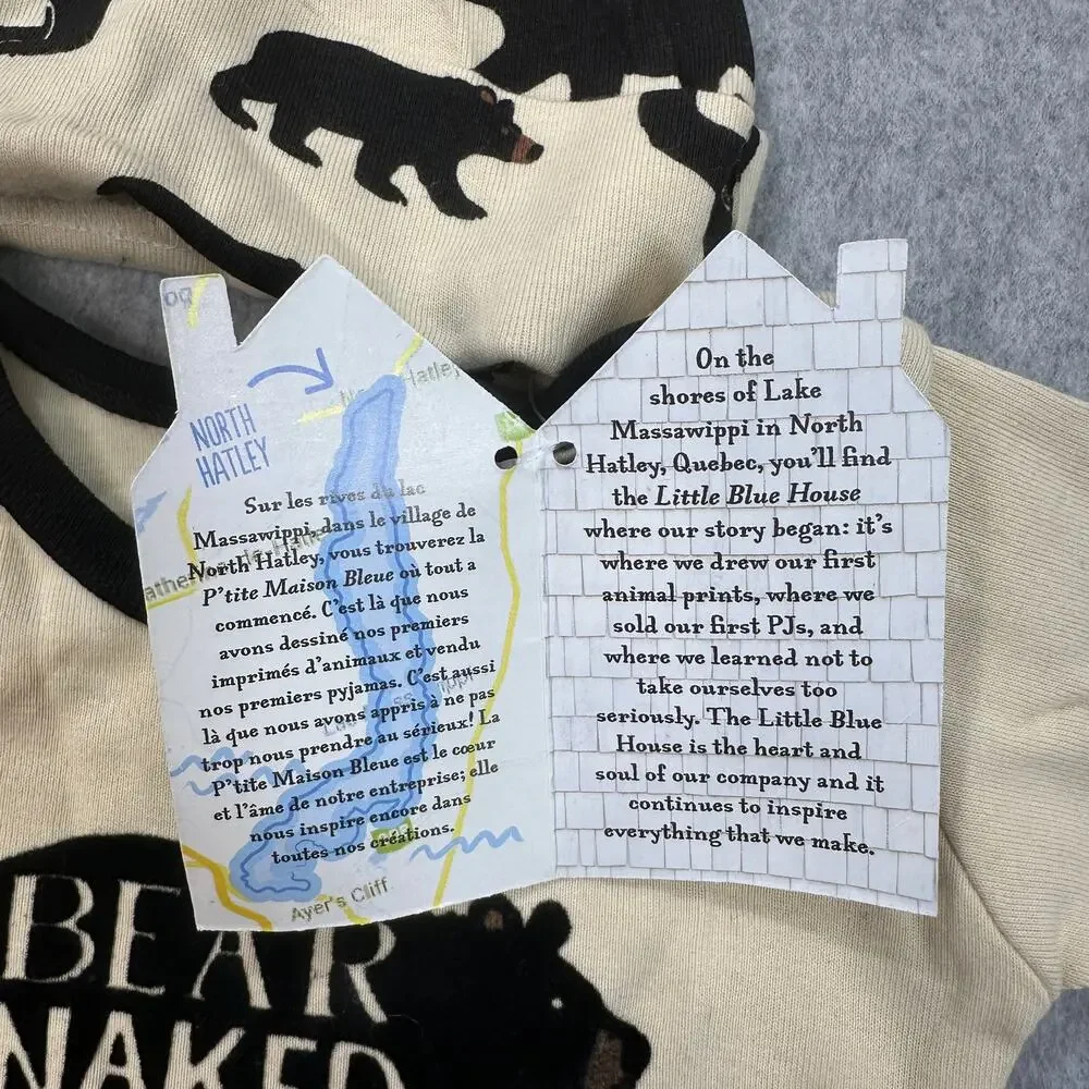 Hatley Little Blue House Black Bear Bodysuit w/ Hat Baby Boy 6-12M Cream Black
